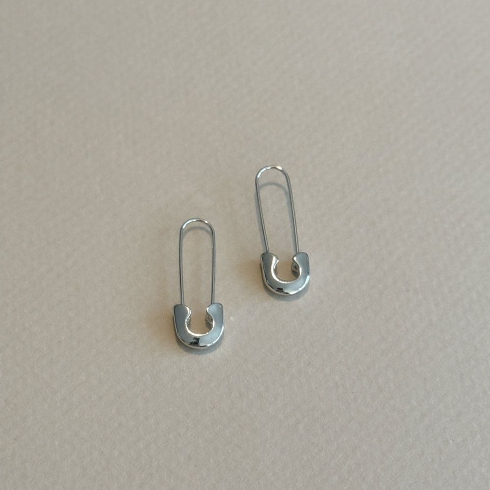 Silver Paperclip Earrings - Picture 3 of 5